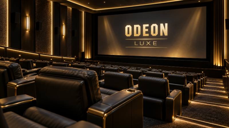 Reclining seats in an empty Odeon Luxe cinema screen.